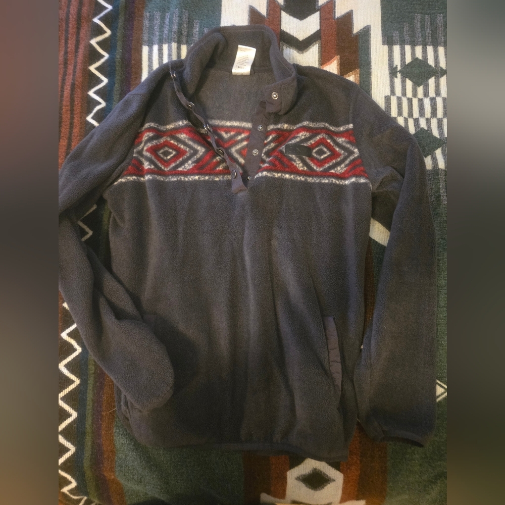 Cinch Womens Charcoal and Red 1/4 Snap Sweater
